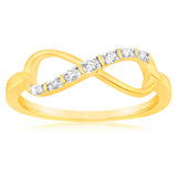 Luminesce Lab Grown 9ct Yellow Gold 7 Diamonds Infinity Ring