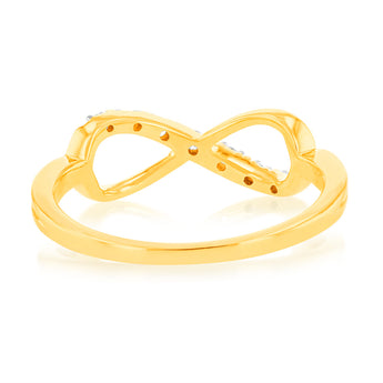Luminesce Lab Grown 9ct Yellow Gold 7 Diamonds Infinity Ring