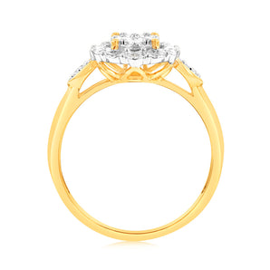 Luminesce Lab Grown 9ct Yellow Gold 10 Diamonds Oval Dress Ring