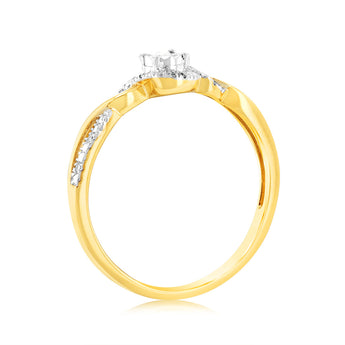Luminesce Lab Grown 9ct Yellow Gold 11 Brilliant Cut Diamond Ring