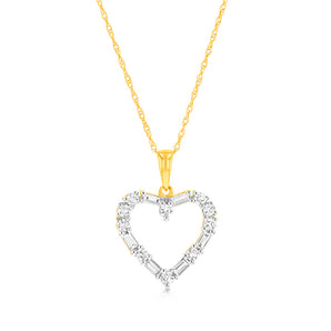 1/2 Carat Luminesce Lab Grown Heart Pendant In 9ct Yellow Gold