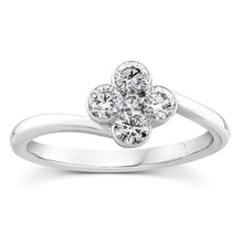 Load image into Gallery viewer, 10ct White Gold Luminesce Lab Grown 1/2 Carat Flower Shaped Diamond Ring SIZE N½