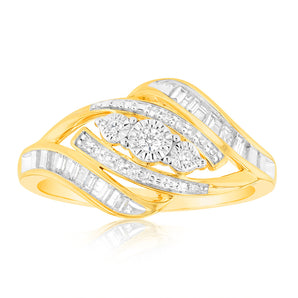 Luminesce Lab Grown 0.18Ct Diamond Ring in 9ct Yellow Gold