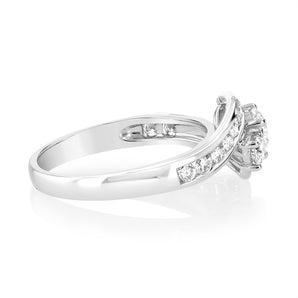 Luminesce Lab Grown 1 Carat Solitaire Diamond Ring with Channel Set Side Diamonds in 9ct White Gold
