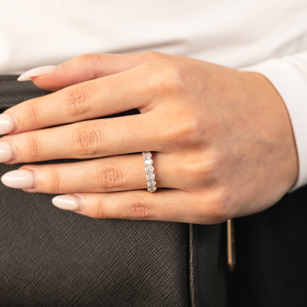 Full Ring Luminesce Lab Grown 1 Carat Oval Diamond Eternity Ring in 18ct Yellow ...