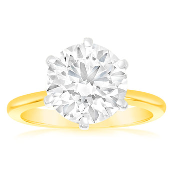 Luminesce Lab Grown 4 Carats Certified Diamond Solitaire Ring in 18ct Yellow Gold