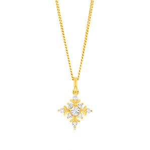 Luminesce Lab Grown 9ct Yellow Gold 1/10 Carat Diamond Snowflake Pendant