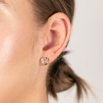 Luminesce Lab Grown Heart Shaped Diamond Stud Earrings with 4 Diamonds in 9ct Yellow Gold