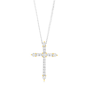 Luminesce Lab Grown 9ct Yellow Gold 1/10 Carat Cross Diamond Pendant