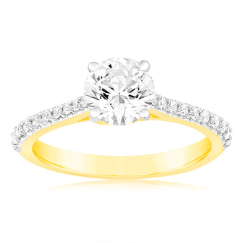 Luminesce Lab Grown 18ct Yellow Gold 1.20 Carat TW 1 Carat Certified Diamond Engagement Ring