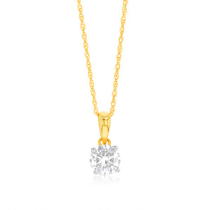 Luminesce Lab Grown 1/2 Carat Diamond Solitaire Pendant on 9ct Yellow Gold on Chain