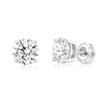 Luminesce Lab Grown 3 Carat Solitaire Diamond Stud Earrings in 14ct White Gold