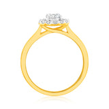 Luminesce Lab Grown 18ct Yellow Gold 1 Carat Diamond Brilliant Halo Ring
