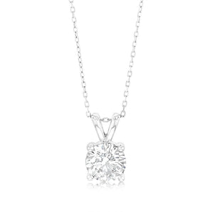 Luminesce Lab Grown Solitaire 2 Carat Diamond Pendant in 9ct White Gold with Adjustable Chain