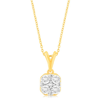 Luminesce Lab Grown 9ct Yellow Gold Pendant in 5 Diamonds