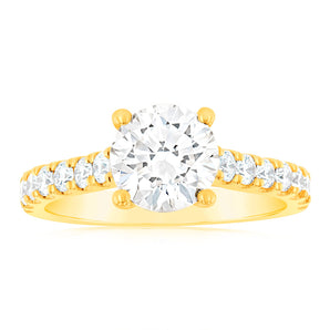 Luminesce Lab Grown  2 Carat Diamond Ring with 1.5 Carat Certified Centre Diamond in 18ct Yellow Gold