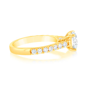 Luminesce Lab Grown  2 Carat Diamond Ring with 1.5 Carat Certified Centre Diamond in 18ct Yellow Gold