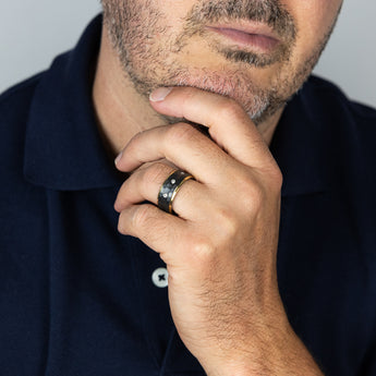 Luminesce Lab Grown Gold Plated & Black Zirconium in 3 Diamonds Around the Ring