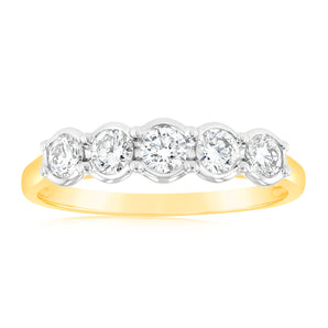 Luminesce Lab Grown  1/2 Carat Diamond 5-Stone Ring in 9ct Yellow Gold