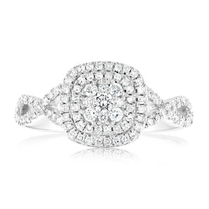 Luminesce Lab Grown 1/2 Carat Cushion Shaped Ring in Sterling Silver