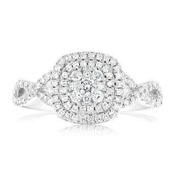 Luminesce Lab Grown 1/2 Carat Cushion Shaped Ring in Sterling Silver
