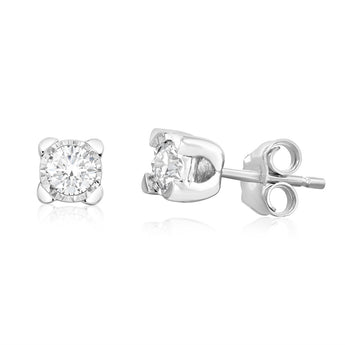 Luminesce Lab Grown 9ct White Gold 0.40 Carat Diamond Solitaire Stud Earrings