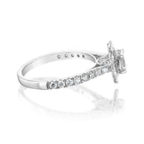 Luminesce Lab Grown 9ct White Gold 1 Carat Diamond Halo Solitaire Ring with Oval Centre Diamond