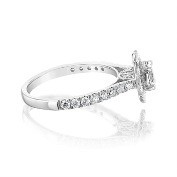 Luminesce Lab Grown 9ct White Gold 1 Carat Diamond Halo Solitaire Ring with Oval Centre Diamond