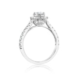 Luminesce Lab Grown 9ct White Gold 1 Carat Diamond Halo Solitaire Ring with Oval Centre Diamond