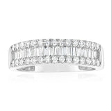 Luminesce Lab Grown 9ct White Gold 1/2 Carat Diamond Channel Set Ring with Baguette and Round Brilliant Diamonds