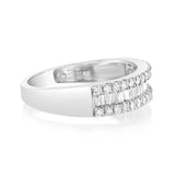 Luminesce Lab Grown 9ct White Gold 1/2 Carat Diamond Channel Set Ring with Baguette and Round Brilliant Diamonds