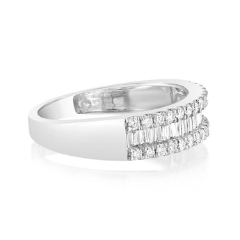 Luminesce Lab Grown 9ct White Gold 1/2 Carat Diamond Channel Set Ring with Baguette and Round Brilliant Diamonds