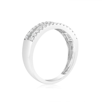 Luminesce Lab Grown 9ct White Gold 1/2 Carat Diamond Channel Set Ring with Baguette and Round Brilliant Diamonds
