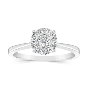 Luminesce Lab Grown 9ct White Gold 0.30 Carat Diamond Round Cluster Ring