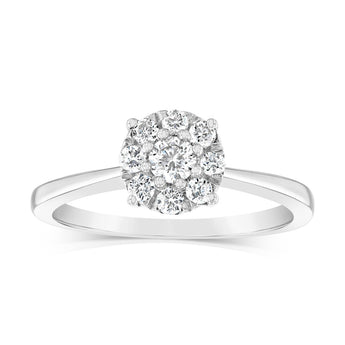 Luminesce Lab Grown 9ct White Gold 0.30 Carat Diamond Round Cluster Ring