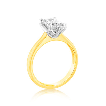 Luminesce Lab Grown Certified 2 Carat Emerald Diamond Ring in 18ct Yellow Gold