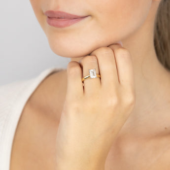 Luminesce Lab Grown Certified 2 Carat Emerald Diamond Ring in 18ct Yellow Gold