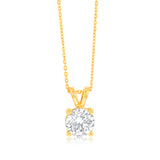 Luminesce Lab Grown 2 Carat Solitaire Diamond Pendant with Adjustable Chain in  9ct Yellow Gold