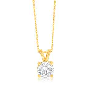 Luminesce Lab Grown 2 Carat Solitaire Diamond Pendant with Adjustable Chain in  9ct Yellow Gold