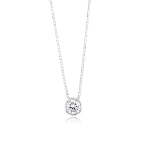 Luminesce Lab Grown Bezel Pendant in 1/4 Carat Diamond with Silver Slider Chain