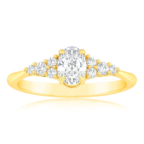 Luminesce Lab Grown 9ct Yellow Gold 0.65 Carat Diamond Solitaire Fancy Ring