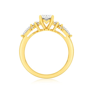 Luminesce Lab Grown 1.5 Carat Diamond Ring with 1 Carat Oval Centre in 9ct Yellow Gold