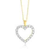 Luminesce Lab Grown 9ct Yellow Gold 0.95 Carat Diamond Heart Shaped Pendant