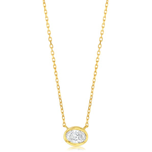 Luminesce Lab Grown 9ct Yellow Gold 1/5 Carat Diamond Oval Shaped Bezel Pendant