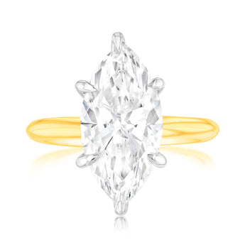 Luminesce Lab Grown 4 Carats Certified Marquise Diamond Engagement Ring in 18ct Yellow Gold