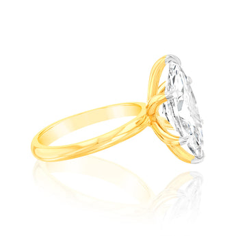 Luminesce Lab Grown 4 Carats Certified Marquise Diamond Engagement Ring in 18ct Yellow Gold