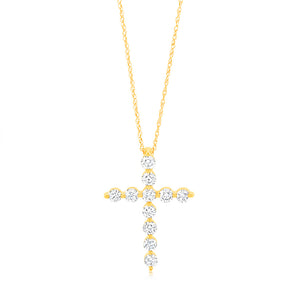 Luminesce Lab Grown 9ct Yellow Gold 1 Carat Cross Pendant with Chain