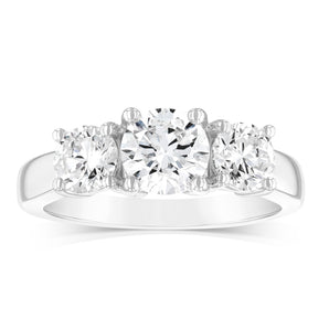 Luminesce Lab Grown Sterling Silver 2 Carat Diamond Trilogy Ring
