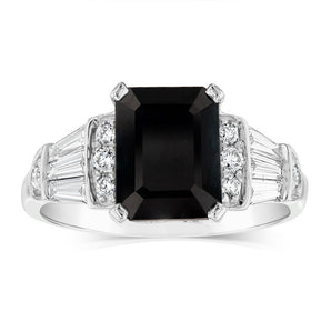 Luminesce Lab Grown 9ct White Gold 1/2 Carat Diamond 3 Carat Natural Sapphire Ring