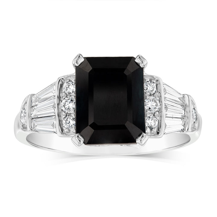 Luminesce Lab Grown 9ct White Gold 1/2 Carat Diamond 3 Carat Natural Sapphire Ring